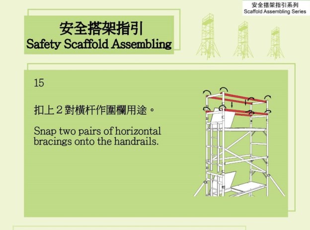 Metal Scaffold Systems Gallery (7) - Snap two pairs of horizontal bracings onto the handrails